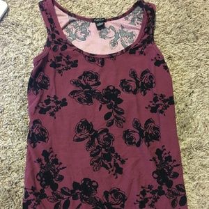 Rose Red and Black Tank Top (L)